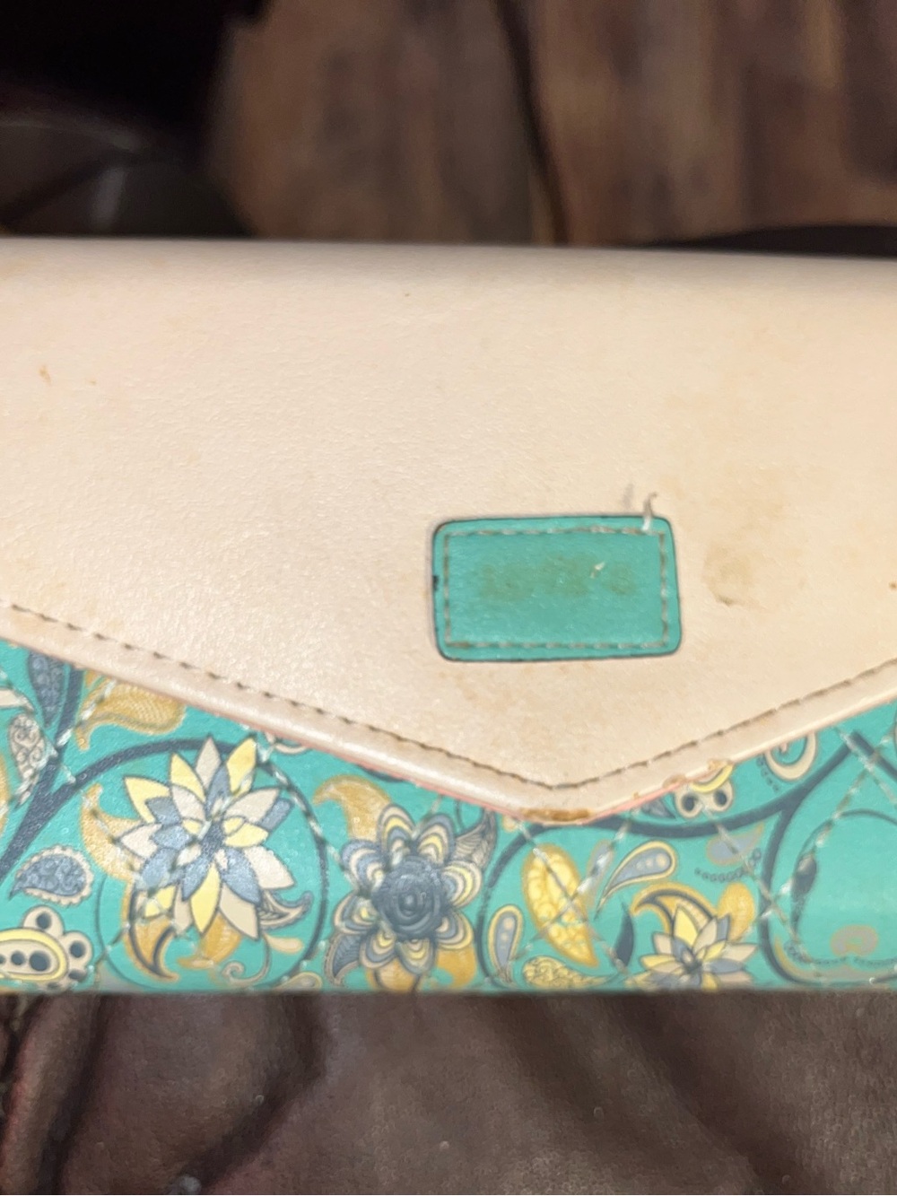 Floral Envelope Wallet in Teal and Cream